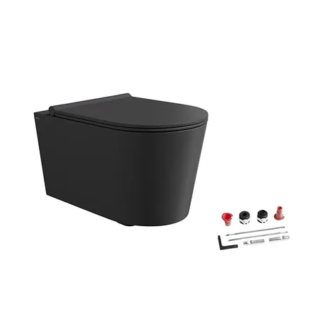 Alice Form Унитаз 50х35см., подвесной, безободковый, с сиденьем и крышкой с микролифтом, с набором для крепления, цвет: чёрный матовый