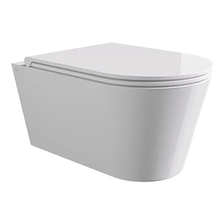 Alice Hide Round Унитаз 57х37см., подвесной, безободковый, без сиденья и крышки, цвет: белый глянцевый