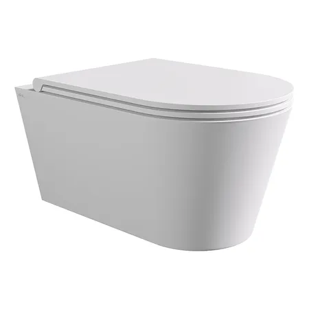 Alice Hide Round Унитаз 57х37см., подвесной, безободковый, без сиденья и крышки, цвет: белый матовый