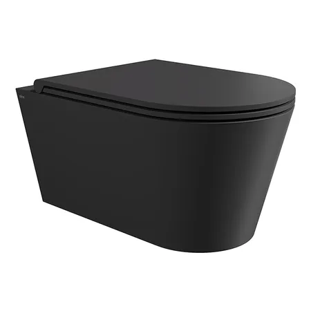 Alice Hide Round Унитаз 57х37см., подвесной, безободковый, без сиденья и крышки, цвет: чёрный матовый