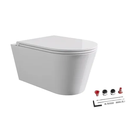 Alice Hide Round Унитаз 57х37см., подвесной, безободковый, с сиденьем и крышкой с микролифтом, с набором для крепления, цвет: белый глянцевый