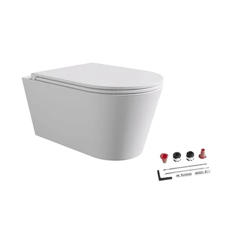 Alice Hide Round Унитаз 57х37см., подвесной, безободковый, с сиденьем и крышкой с микролифтом, с набором для крепления, цвет: белый матовый