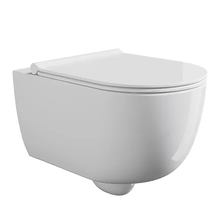 Alice Unica Унитаз 52х35см., подвесной, безободковый, смыв aliflush+, с сиденьем микролифт, с креплением, цвет: белый глянцевый