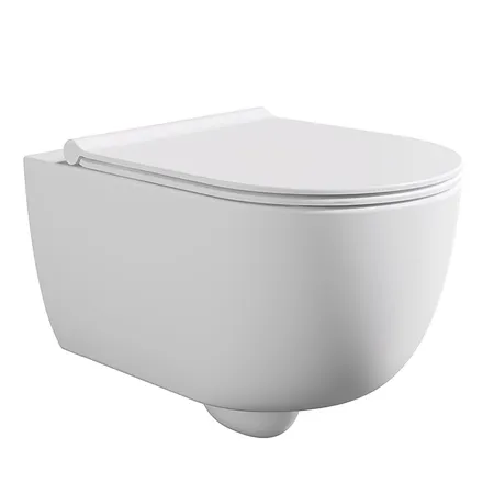 Alice Unica Унитаз 52х35см., подвесной, безободковый, смыв aliflush+, с сиденьем микролифт, с креплением, цвет: белый матовый