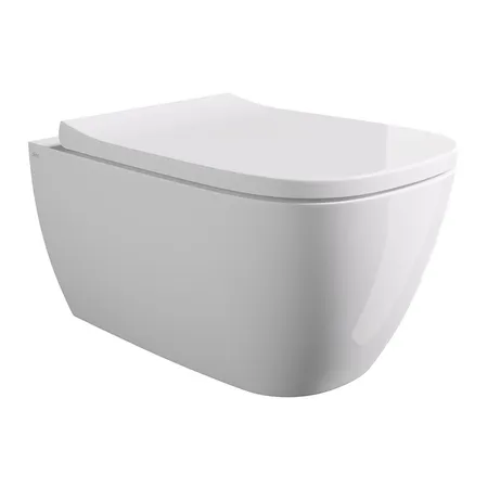 Alice Wunder Унитаз 53х31см., подвесной, безободковый, смыв aliflush+, под крепления Fischer WB-KliX, без сиденья и крышки, биколор, цвет: белый матовый/глянце