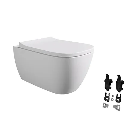 Alice Wunder Унитаз 53х31см., подвесной, безободковый, смыв aliflush+, с сиденьем и крышкой с микролифтом, с креплением Fischer WB-KliX, цвет: белый матовый
