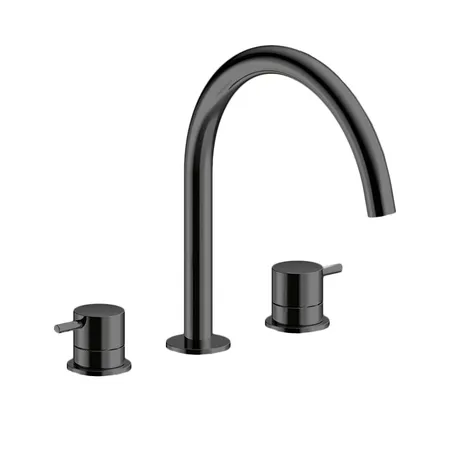 Almar Mixers Смеситель для раковины, 3 отв., без донного клапана, цвет: черный металл брашированный PVD