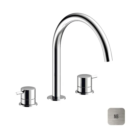 Almar Mixers Смеситель для раковины, 3 отв., без донного клапана, цвет: никель брашированный