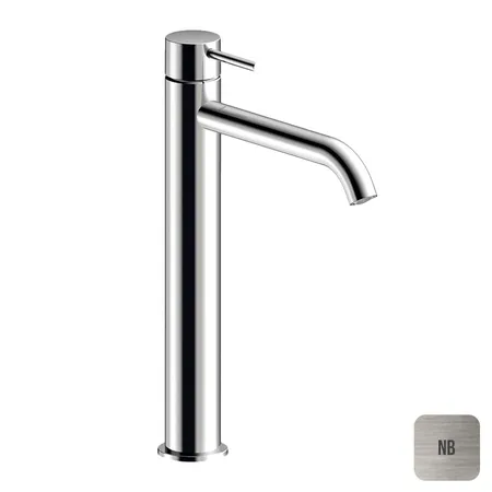 Almar Mixers Смеситель для раковины, высокий, 1 отв., без донного клапана, цвет: никель брашированный