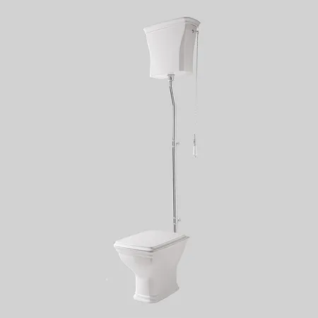 Artceram CIVITAS Унитаз 36х54см., с высоким бачком и трубой хром, с механизмом с цепочкой и ручкой, с сиденьем, микролифт, цвет: белый