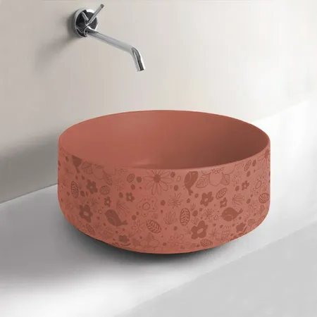 Artceram Cognac Раковина Ø42 см, без отв., без перелива, на столешницу, цвет: Rosso corallo, декор: lol