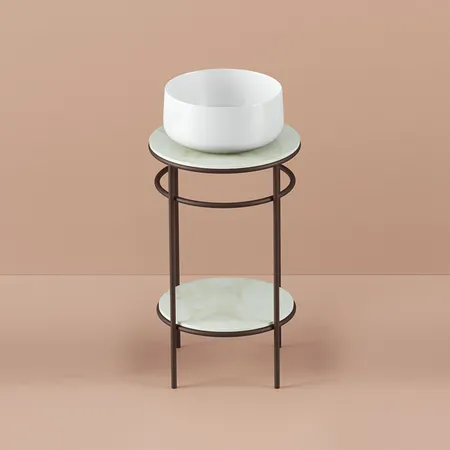 Artceram Vogue Металлическая структура Ø44хh72,5см, напольная, с раковиной, с мраморной столешницей и полочкой, цвет: moka/белый