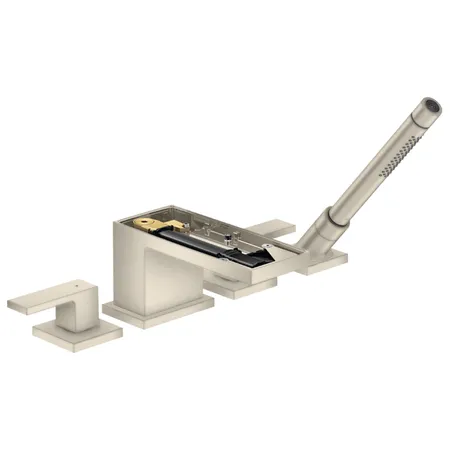 Axor MyEdition Смеситель на борт ванны., на 4 отв., с ручным душем, без панели, цвет: шлифованный никель