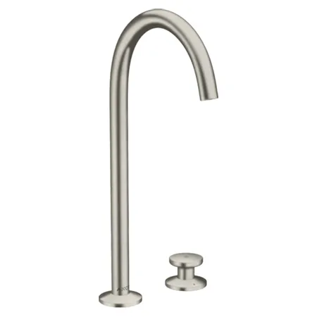 Axor One Смеситель для раковины Sel 260, на 2 отв., высокий, с донным клапаном Push-Open, цвет: сталь