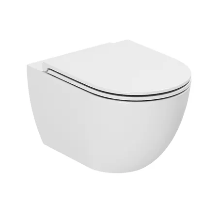 Azzurra Comoda Унитаз подвесной безободковый 51,5x36 см, c креплением, Easy Clean, 3L Water Saving, цвет: Bianco lucido