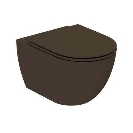 Azzurra Comoda Унитаз подвесной безободковый 51,5x36 см, c креплением, Easy Clean, 3L Water Saving, цвет: Cacao
