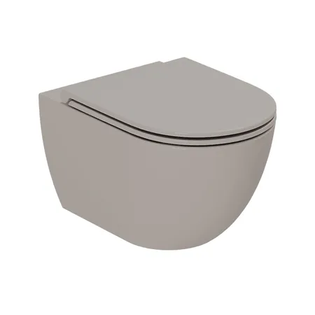 Azzurra Comoda Унитаз подвесной безободковый 51,5x36 см, c креплением, Easy Clean, 3L Water Saving, цвет: Cenere
