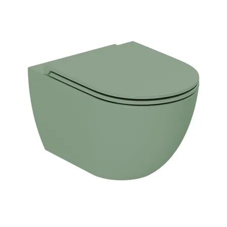 Azzurra Comoda Унитаз подвесной безободковый 51,5x36 см, c креплением, Easy Clean, 3L Water Saving, цвет: Verde natura