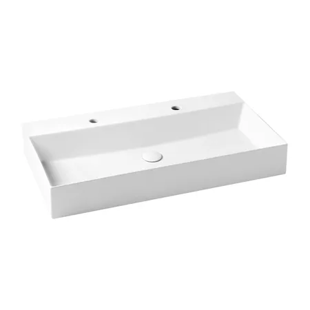Azzurra Elegance Squared Раковина подвесная/накладная, 102x45xH12,5 см, 2 отв., цвет: Bianco lucido