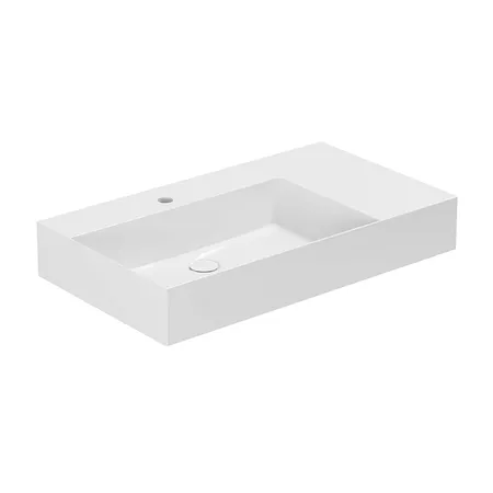 Azzurra Elegance Squared Раковина подвесная/накладная, 81x46xH12,5 см, правая, 1 отв., цвет: Bianco lucido