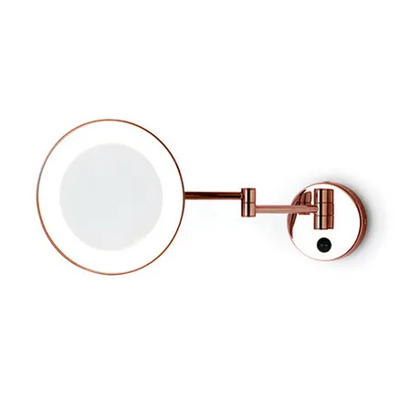 Bertocci Зеркала косметические Косметическое настенное круглое зеркало с LED-подсветкой,выключателем,3-кратное увеличение, цвет: Oro Rosa