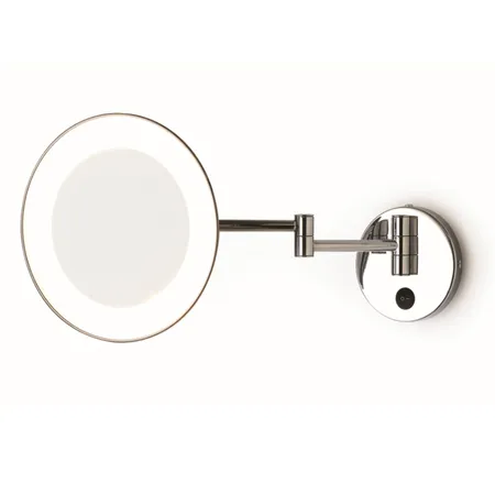 Bertocci Зеркало косметическое, настенное, круглое, LED-подсветка, выключ., 3-х кратное увелич., цвет: никель матовый