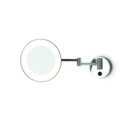 Bertocci Зеркало Косметическое настенное круглое с LED-подсветкой,выкл., 5-х кратное увеличение, двойной рычаг, цвет: Nichel Matt