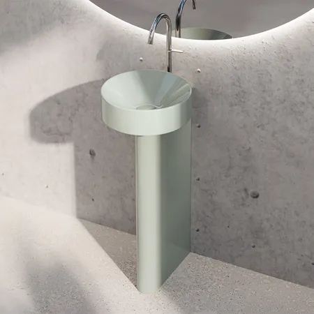 BETTE Suno Pedestal Раковина напольная 34x84cм, с 1 отв., BetteGlasur® Plus, цвет: Salvia