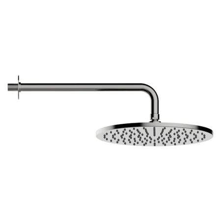 Bossini Nobu Душевая лейка из нерж. стали Ø 280 mm самоочищающаяся на шарнире на 1/2" F и держатель из нержавеющей стали, цвет: нержавеющая сталь