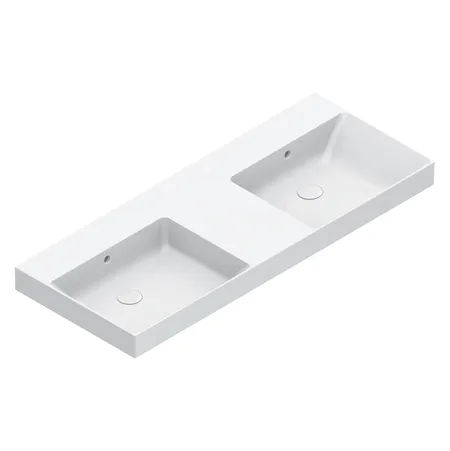 Catalano Zero Раковина 125x50см двойная, без отв., цвет: белый глянцевый