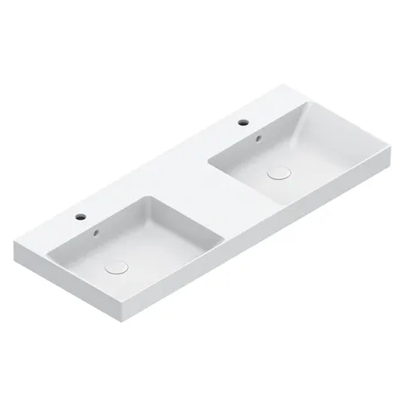 Catalano Zero Раковина 125x50см двойная, c 2 отв., цвет: белый глянцевый