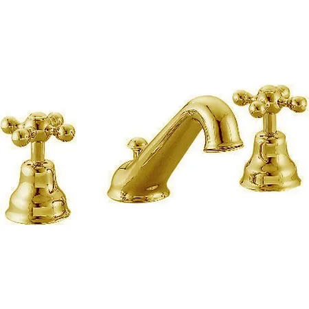 CISAL Arcana Ceramic Смеситель для раковины на 3 отверстия с донным клапаном, цвет: золото