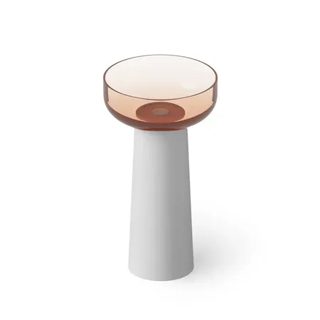 Dea Design Light Раковина 48x48x88см., напольная, без отв., Glasstech, прозрачная смола, цвет: чаша brown copper/пьедестал белый