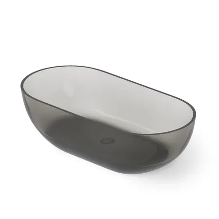 Dea Design Shadow Ванна 165х82х52см., отдельностоящая, Glasstech, прозрачная смола, цвет: Smoky Black R4
