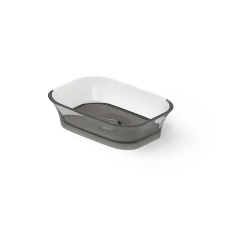 Dea Design Washbasins Раковина 55х38х14см., накладная, без отв., Glasstech, прозрачная смола, цвет: Smoky Black R4