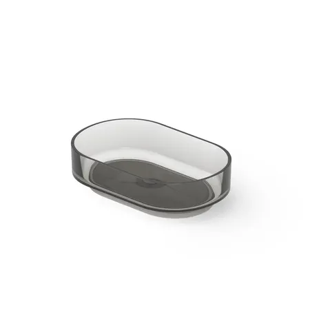 Dea Design Washbasins Раковина 56х36х15см., накладная, без отв., Glasstech, прозрачная смола, цвет: Smoky Black R4