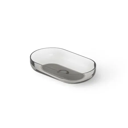 Dea Design Washbasins Раковина 58х34х12см., накладная, без отв., Glasstech, прозрачная смола, цвет: Smoky Black R4