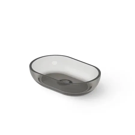 Dea Design Washbasins Раковина 58х38х14см., накладная, без отв., Glasstech, прозрачная смола, цвет: Smoky Black R4