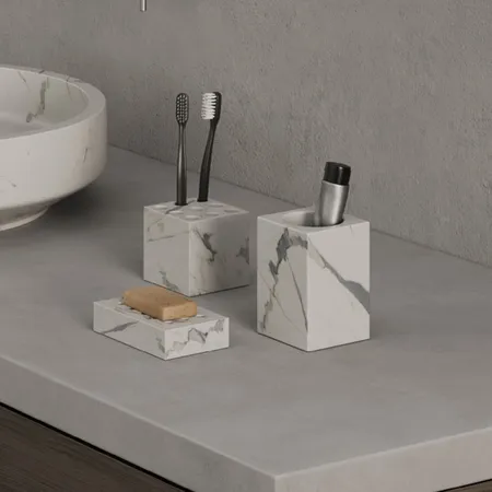 Dea Design Marble Мыльница настольная, 8х3хh13см., из мрамора, цвет: Statuario White