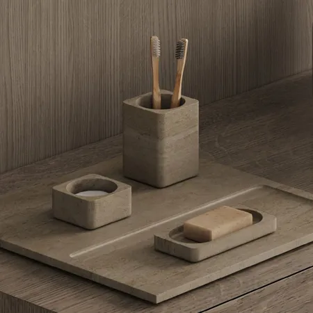 Dea Design Marble Стакан настольный, 8х8xh10.4cм., из мрамора, цвет: Travertine