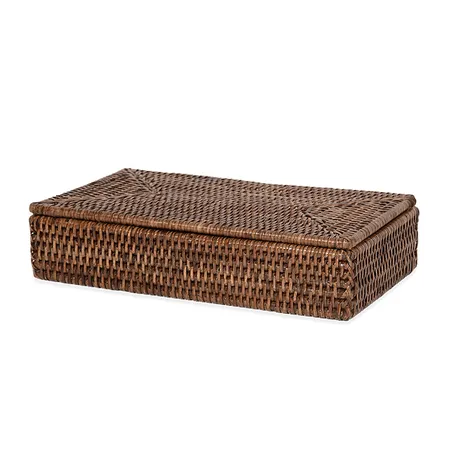 Decor Walther Basket BMD Контейнер 30x16х6см., с крышкой, настольный, цвет: ротанг темный