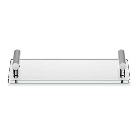 Decor Walther Club Tab Поднос с ручками, стеклянный, настольный, цвет: хром / прозрачное стекло