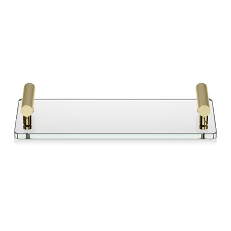 Decor Walther Club Tab Поднос с ручками, стеклянный, настольный, цвет: золото / прозрачное стекло