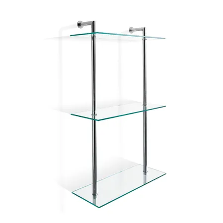 Decor Walther DW 016 Полочка 40x16x65см, 3 стеклянных яруса, подвесной, цвет: хром