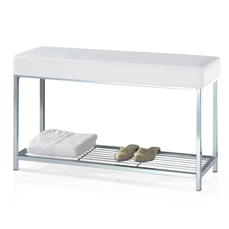 Decor Walther DW 67 Скамья с полочкой 90x30x52см, напольная, цвет: хром / белый