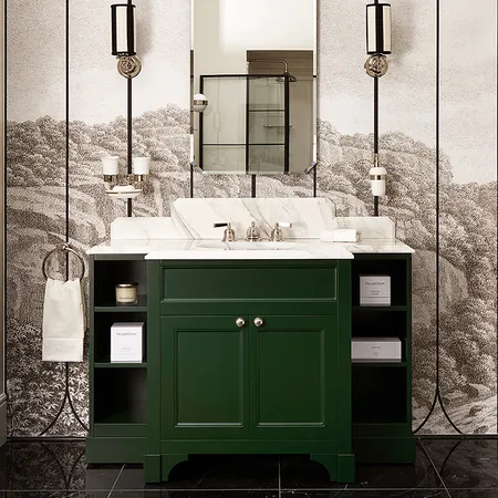 Devon&Devon Flair Тумба под раковину 128х102см., со столешницей из мрамора Calacatta Borghini и раковиной White50, цвет: English Green
