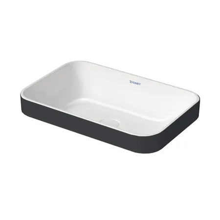 Duravit Happy D.2 Plus Раковина 60х40 см, без отв., без перелива, с выпуском, с керамической крышкой, WonderGliss, цвет: Anthracite matt/белый