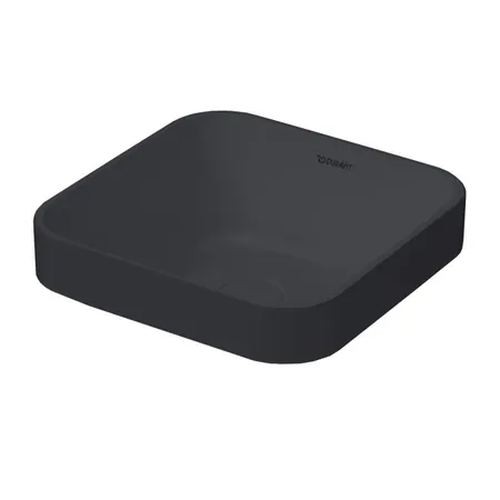 Duravit Happy D.2 Plus Раковина 40х40см, без отв., без перелива, с выпуском с керамической крышкой, WonderGliss, цвет: Anthracite matt