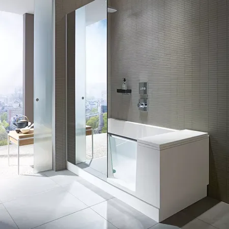 DURAVIT Shower + Bath Bathtub Ванна 170х75хh210.5см, прямоугольная с входной дверью и душевой шторкой, DX - правосторонняя, цвет: белый