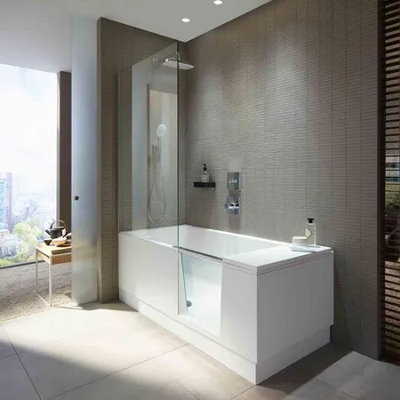 DURAVIT Shower + Bath Bathtub Ванна 170х75хh210.5см, прямоугольная с входной дверью и душевой шторкой, SX - левосторонняя, цвет: белый